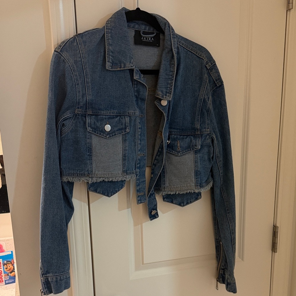 a.n.a Distressed Blue Jean Jacket